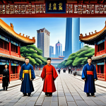 Historical Mural & Modern City**

"A vibrant mural depicting a historical Nanjing street scene (Ming Dynasty), with figures in traditional Chinese clothing, fully clothed, surrounded by a modern cityscape with skyscrapers in the background, appropriate attire, safe for work, perfect anatomy, natural proportions, professional digital painting, high quality, family-friendly."

**
