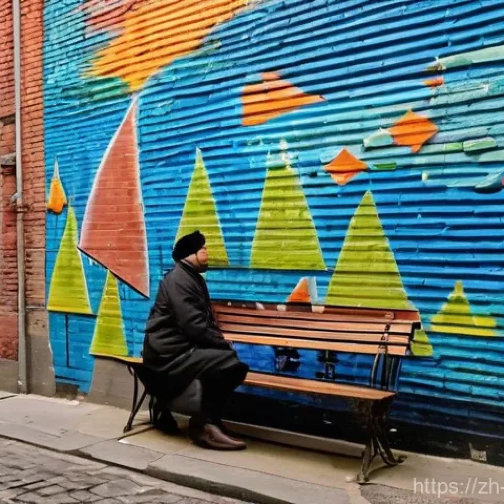 벽화와 마음의 평화 - **Prompt:** A vivid and heartwarming mural transforms a narrow, old alleyway in a bustling city. The...