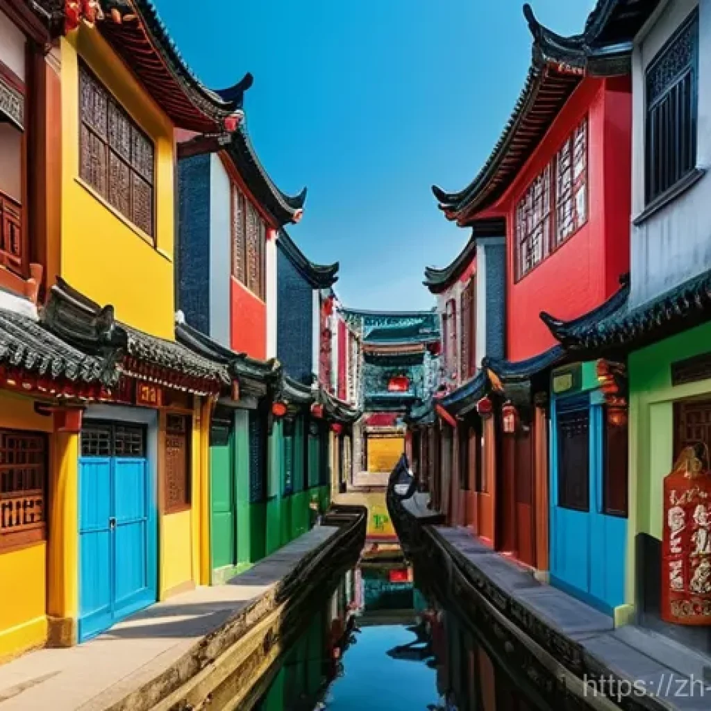 벽화와 도시 경관 변화 - **Prompt:** A picturesque, vibrant old street in a southern Chinese town, completely revitalized by ...