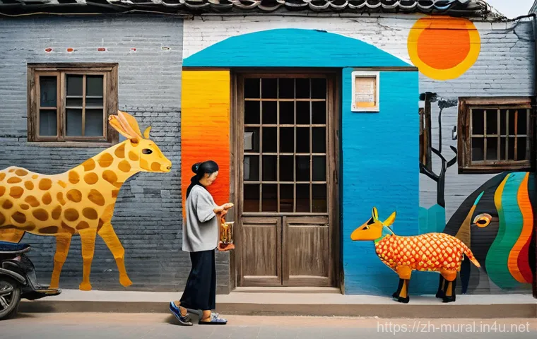 벽화여행 대전 우암산 벽화마을 - **Prompt:** "An inspiring and heartwarming outdoor scene capturing the transformation of an old Kore...