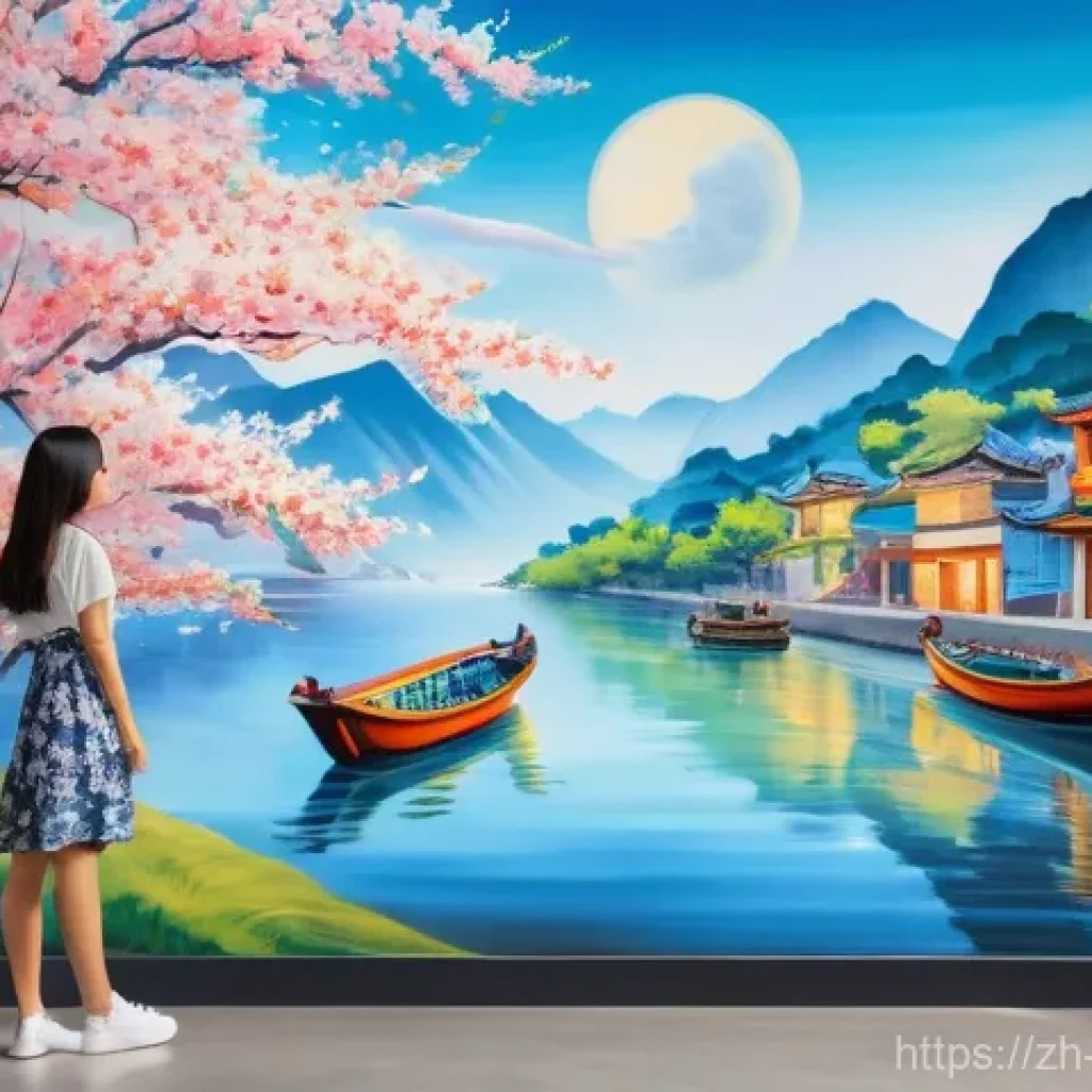 벽화마을 여행의 미래 - **Immersive AR/VR Mural Experience**
"A young woman, approximately 20-25 years old, with shoulde...