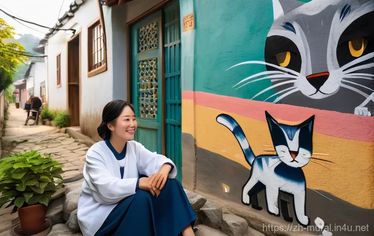 벽화여행 충청도 벽화마을 - Image Prompt 1: Suamgol Mural Village - A Scene of Warm Nostalgia**