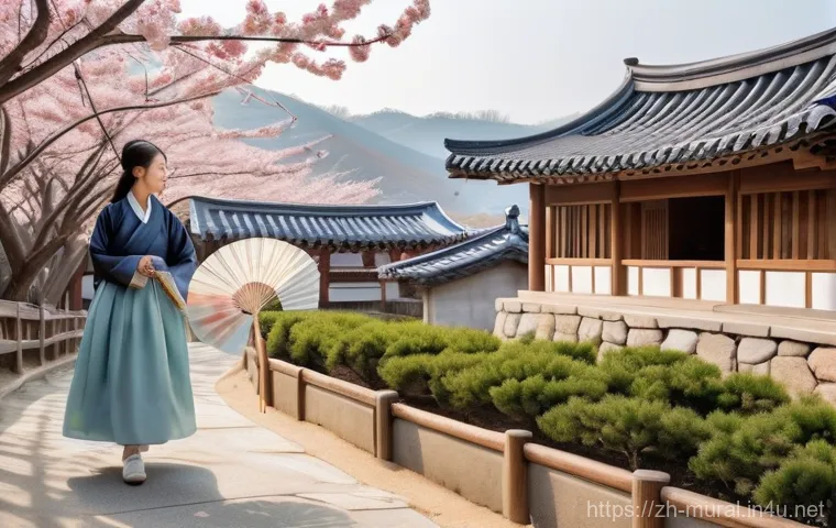 벽화여행 전주 한옥마을 - **Prompt:** A tranquil and slightly hidden alley in Jeonju Hanok Village, South Korea, illuminated b...