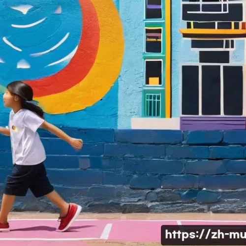 벽화여행 벽화 거리 탐방 - **Prompt:** A vibrant, sun-drenched street in an old Asian city quarter, transformed by lively mural...