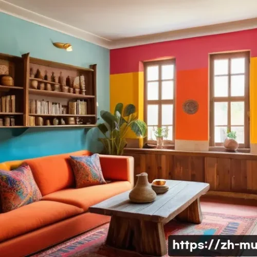 벽화여행 숙박지 추천 - **"An interior shot of a vibrant, art-filled guesthouse common area, transformed from an old traditi...