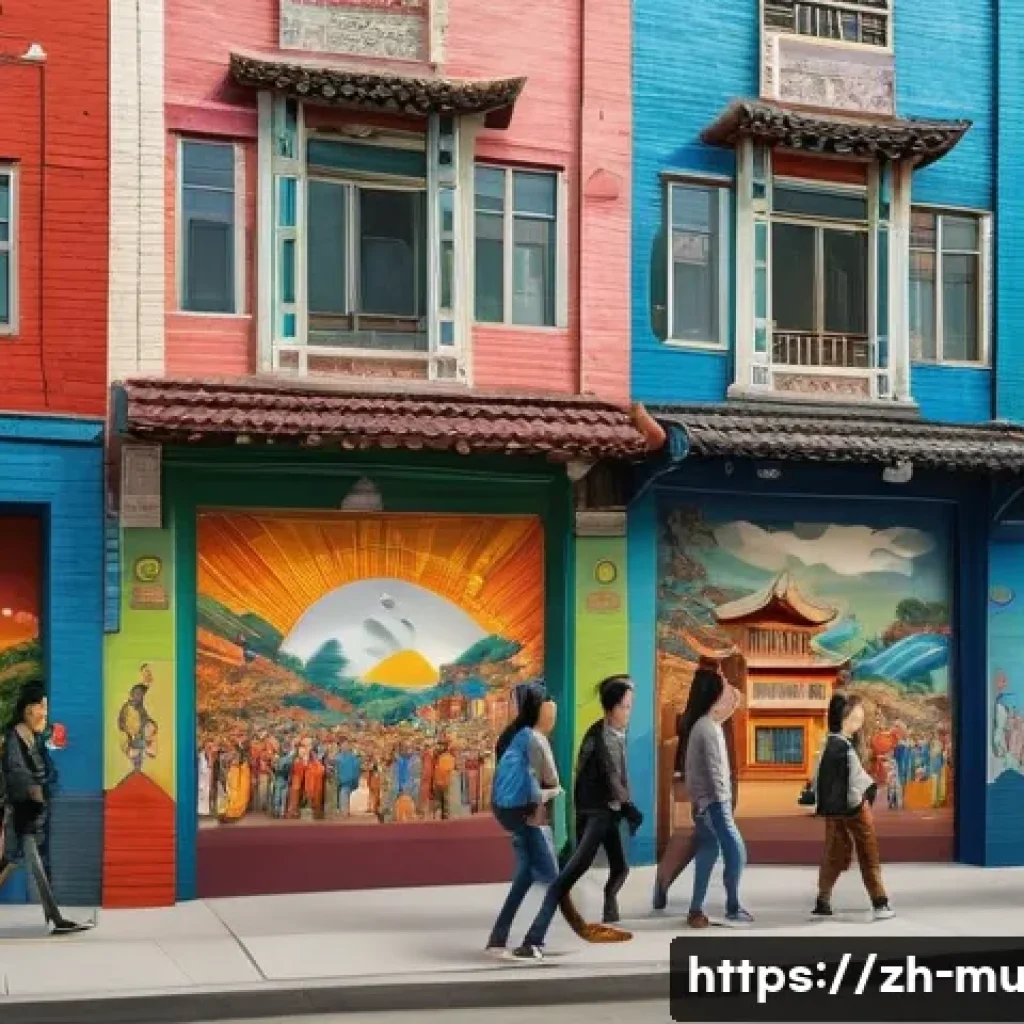 벽화 예술과 그라피티의 차이점 - A large, vibrant mural on an urban building wall depicting the transformation of a community through...
