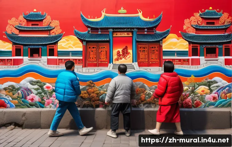 벽화여행 체험 예술 교육 - A vibrant urban mural scene in a historic Chinese city&rsquo;s old town district, showcasing colorful wall...